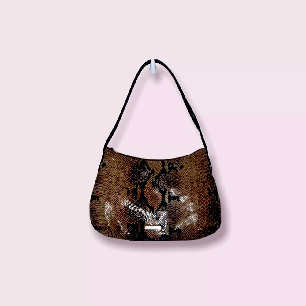 Desmo Leather Python Print Handbag - image 1